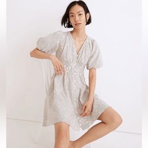 Madewell Sofia Eyelet puff sleeve stripe mini dress